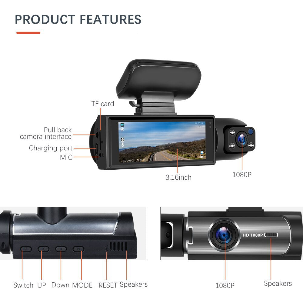 Dashcam Pro™ Full HD 1080P | Dual Lens, Safety and Crystal Clear Images