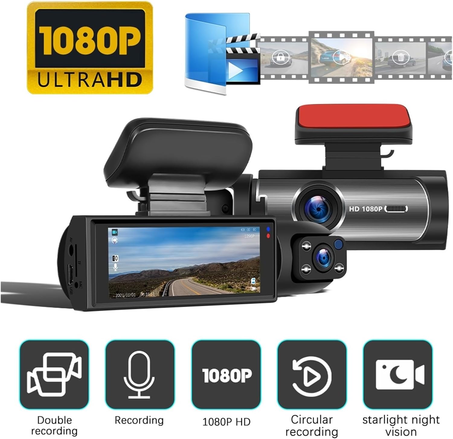 Dashcam Pro™ Full HD 1080P | Dual Lens, Safety and Crystal Clear Images