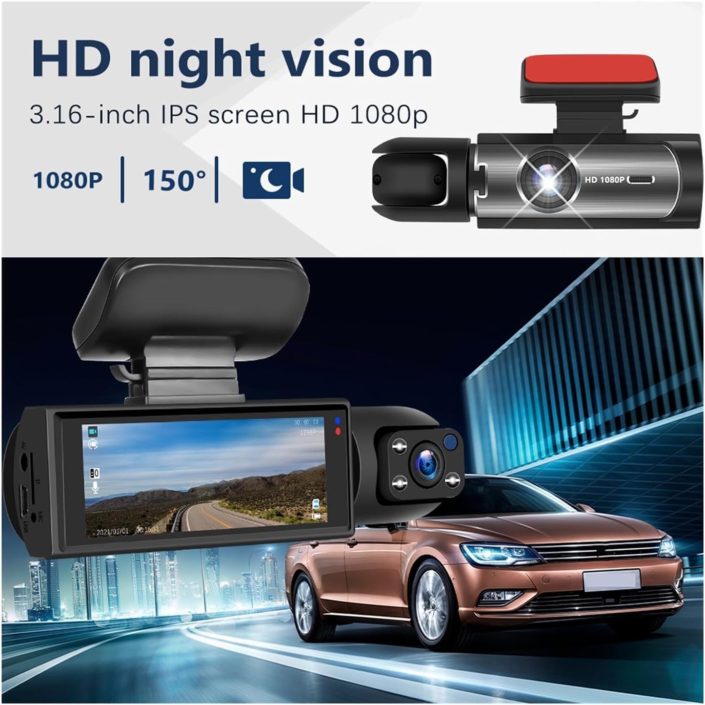 Dashcam Pro™ Full HD 1080P | Dual Lens, Safety and Crystal Clear Images