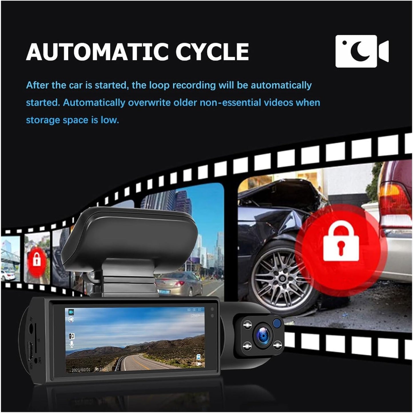 Dashcam Pro™ Full HD 1080P | Dual Lens, Safety and Crystal Clear Images