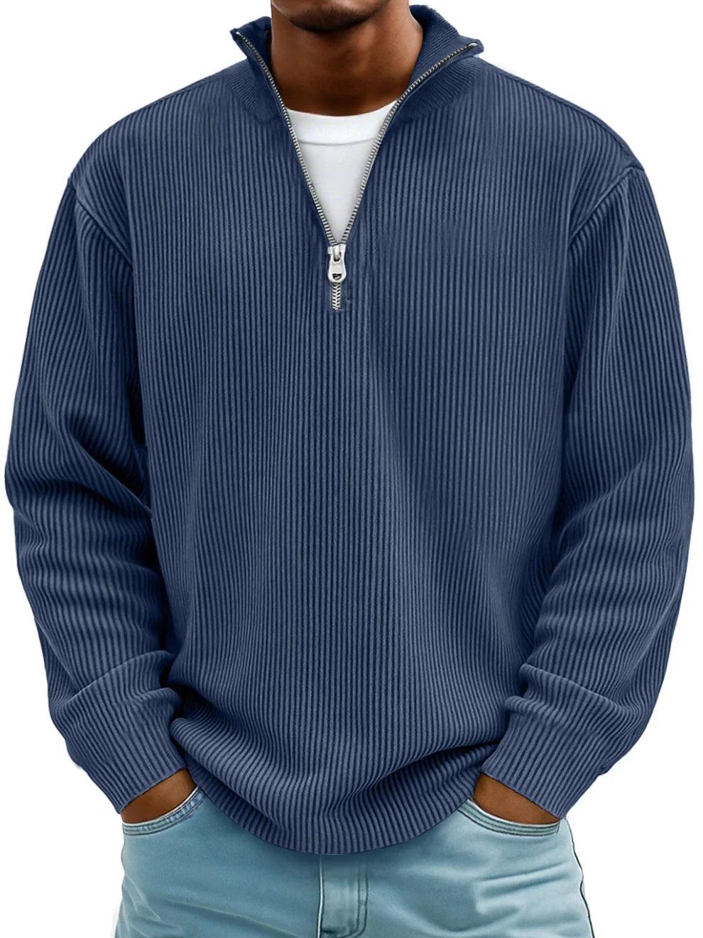 Image of David | Men's Half-Zip Ribbed Sweater