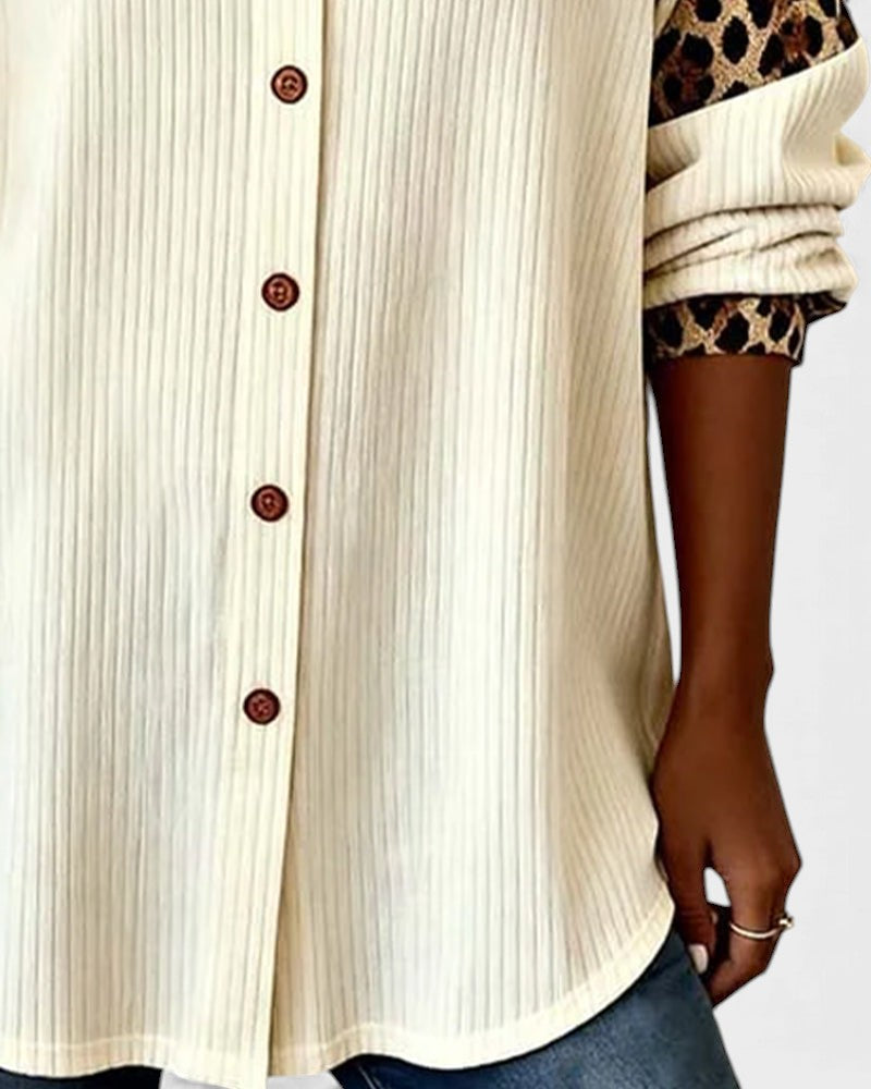 Image of Deanna | Women's Long Sleeve Leopard Print Button-Down Shirt