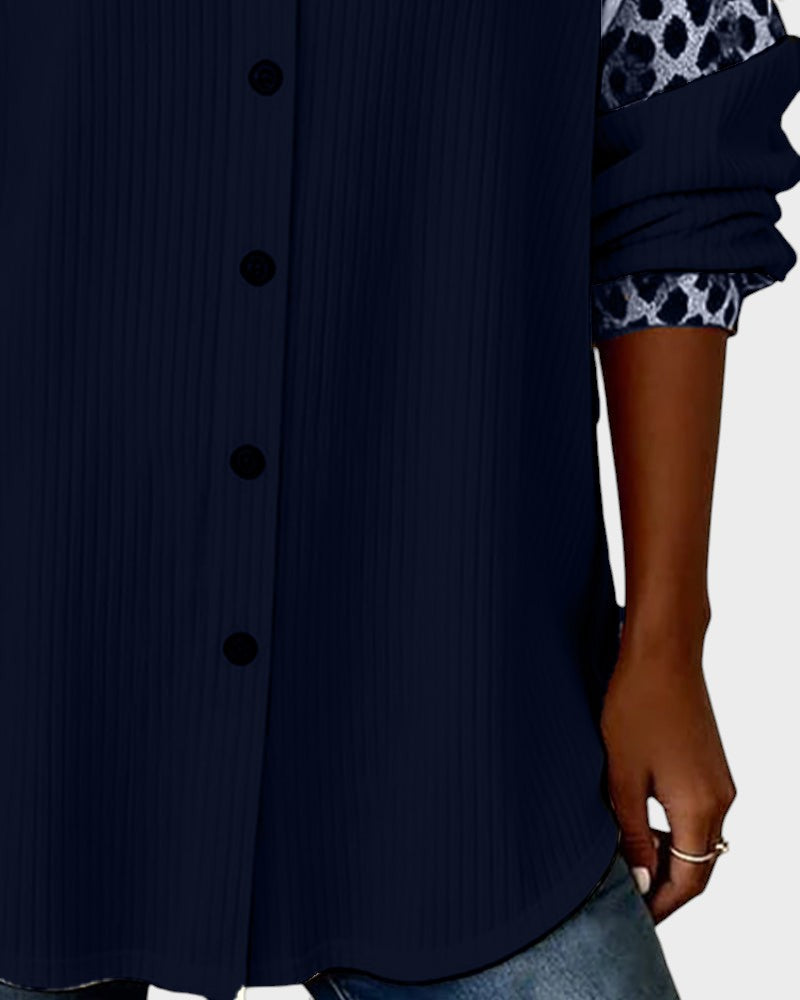 Image of Deanna | Women's Long Sleeve Leopard Print Button-Down Shirt