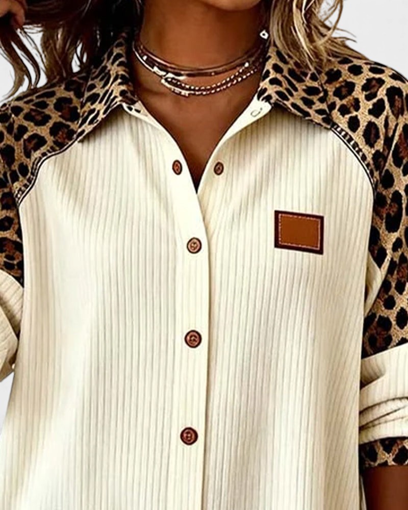 Image of Deanna | Women's Long Sleeve Leopard Print Button-Down Shirt