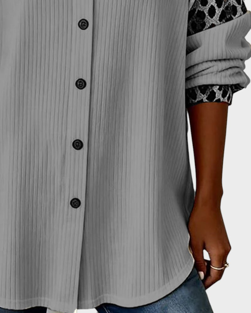 Image of Deanna | Women's Long Sleeve Leopard Print Button-Down Shirt