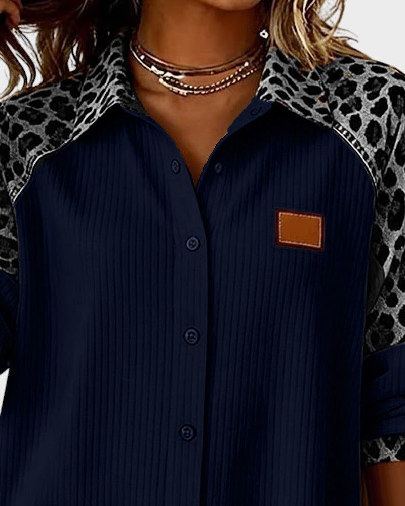 Image of Deanna | Women's Long Sleeve Leopard Print Button-Down Shirt