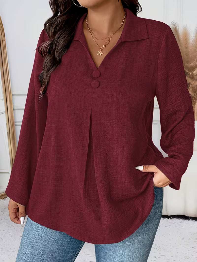 Image of Deborah | Women's Long Sleeve Button Front Blouse