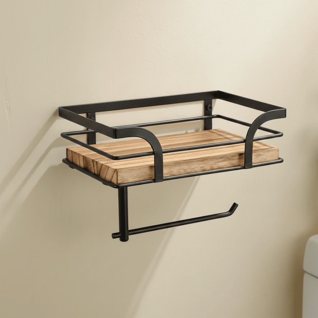 Decorative Iron Wall Rack — Open Silhouette Bathroom Organizer