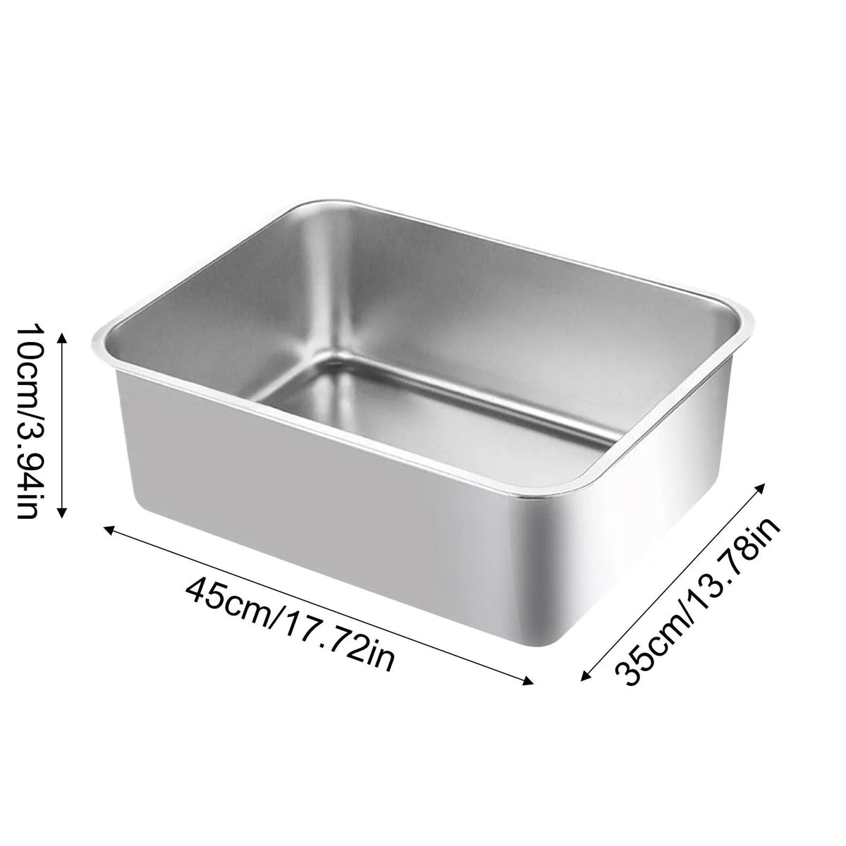 Deep-Sided Stainless Steel Cat Litter Tray