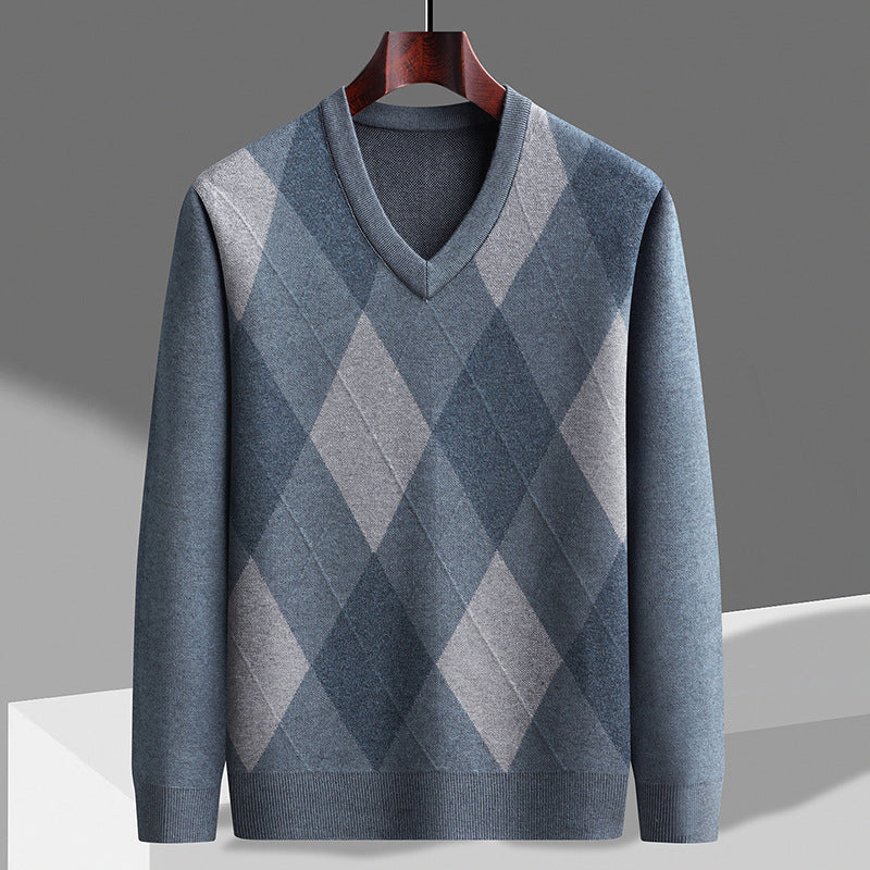 Image of Desmond | Men's V-Neck Argyle Sweater