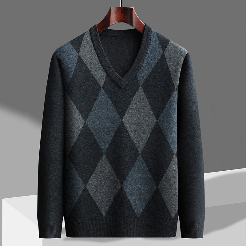 Image of Desmond | Men's V-Neck Argyle Sweater