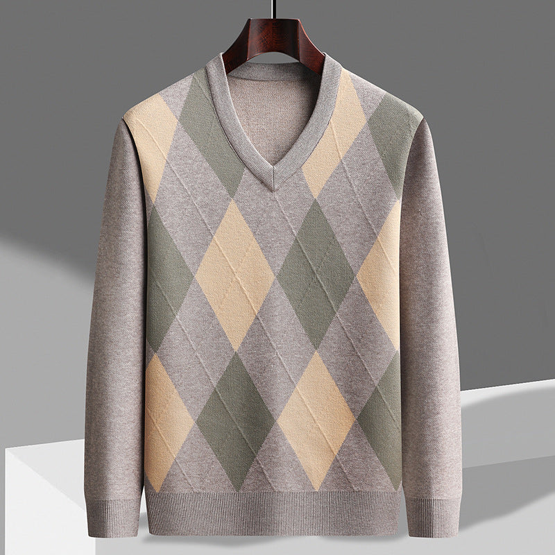 Image of Desmond | Men's V-Neck Argyle Sweater
