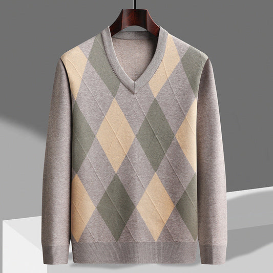 Image of Desmond | Men's V-Neck Argyle Sweater