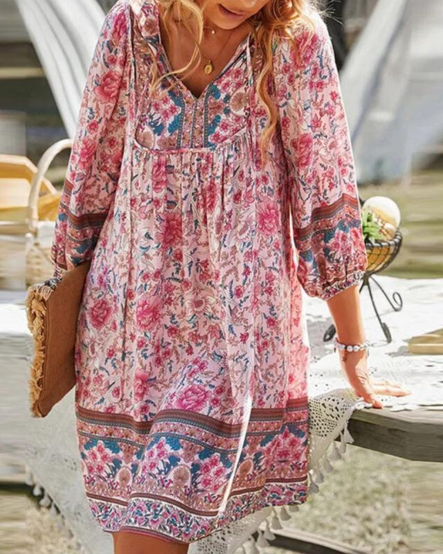 Image of Destiny | Women's V-Neck Mini Floral Dress