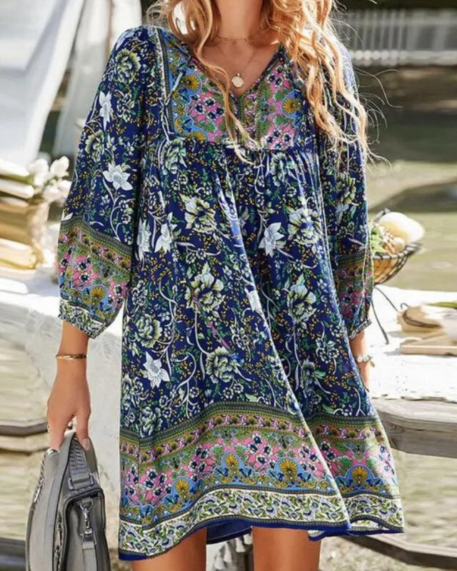 Image of Destiny | Women's V-Neck Mini Floral Dress