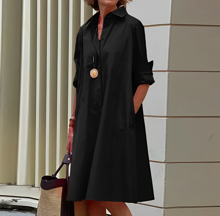 Image of Devon | Women's Button-Down A-Line Midi Dress
