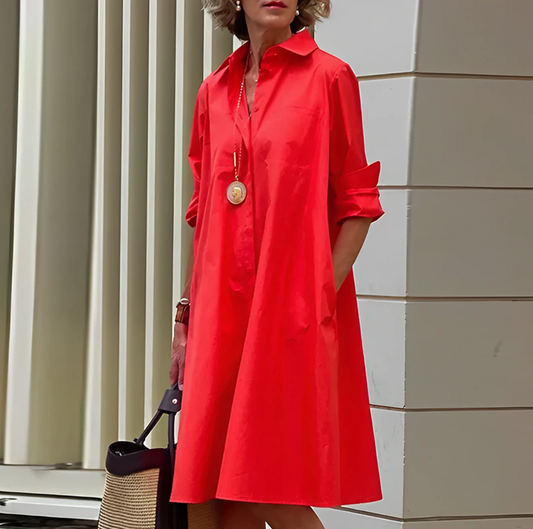 Image of Devon | Women's Button-Down A-Line Midi Dress