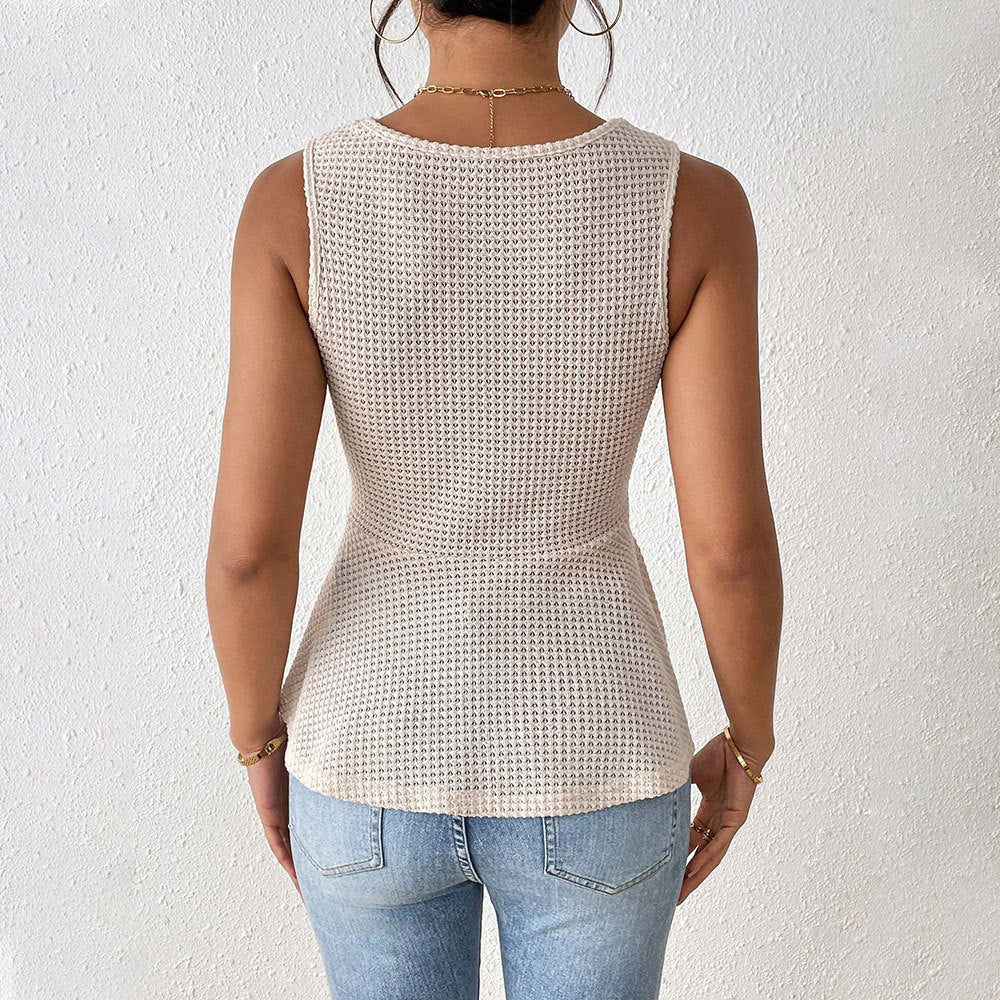 Image of Devon | Women's Sleeveless Knit Peplum Top