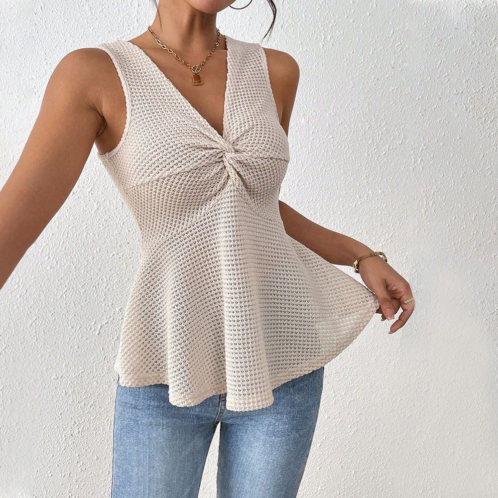 Image of Devon | Women's Sleeveless Knit Peplum Top