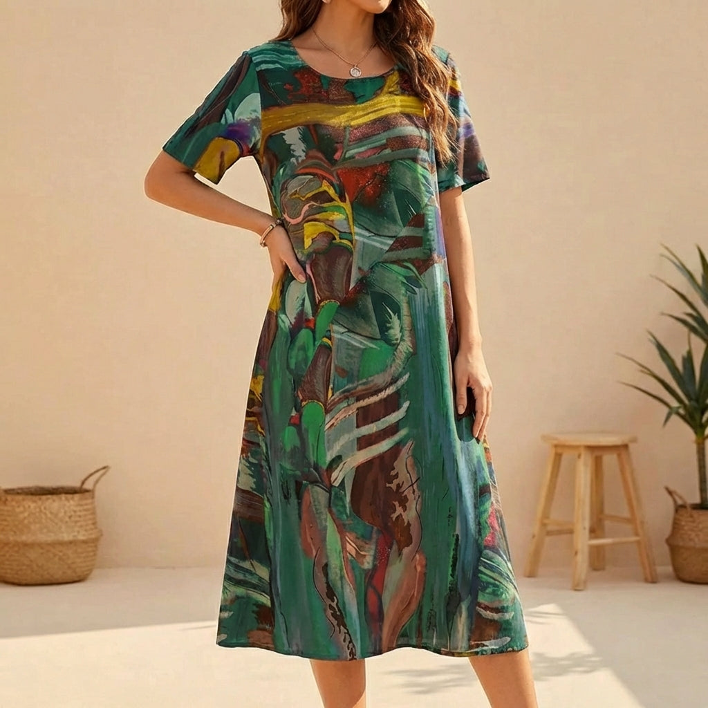 Image of Dianna | Women's Short Sleeve A-Line Midi Dress