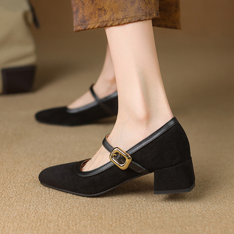 Image of Dianna | Women's Square Toe Block Heel Mary Jane Shoes