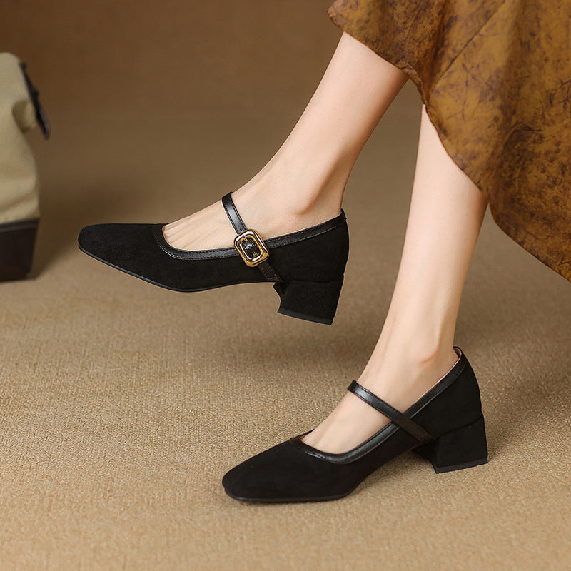 Image of Dianna | Women's Square Toe Block Heel Mary Jane Shoes