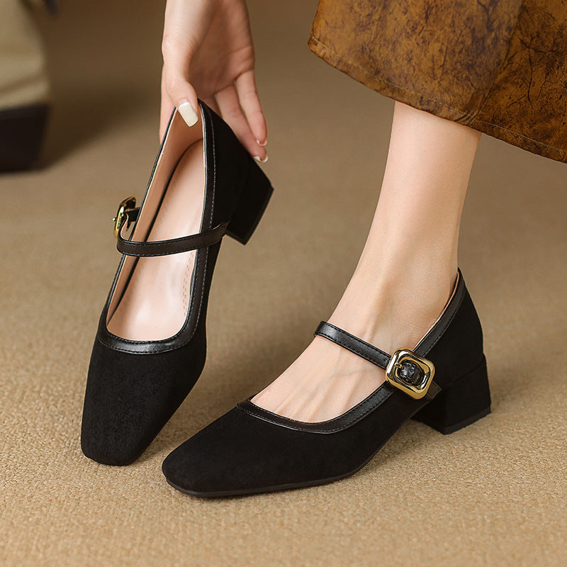 Image of Dianna | Women's Square Toe Block Heel Mary Jane Shoes