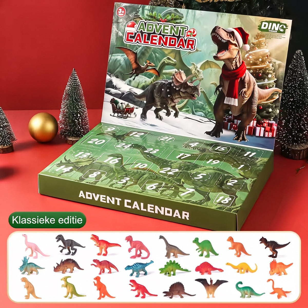 Dinosaur Advent Calendar - 24 Dinosaur Figures Christmas Countdown