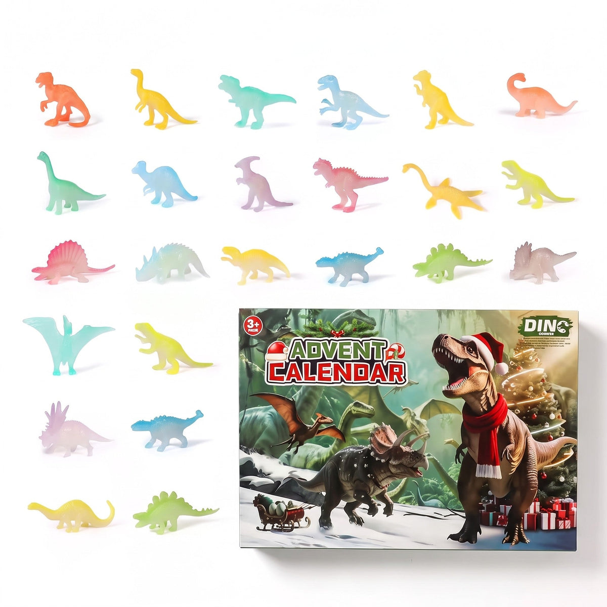 Dinosaur Advent Calendar - 24 Dinosaur Figures Christmas Countdown