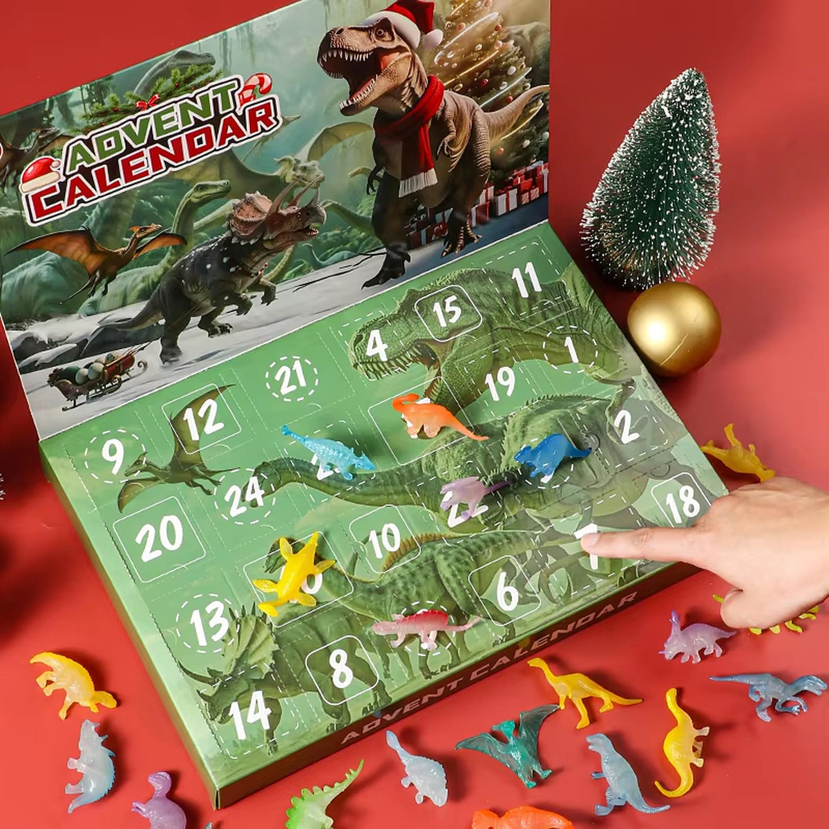 Dinosaur Advent Calendar - 24 Dinosaur Figures Christmas Countdown
