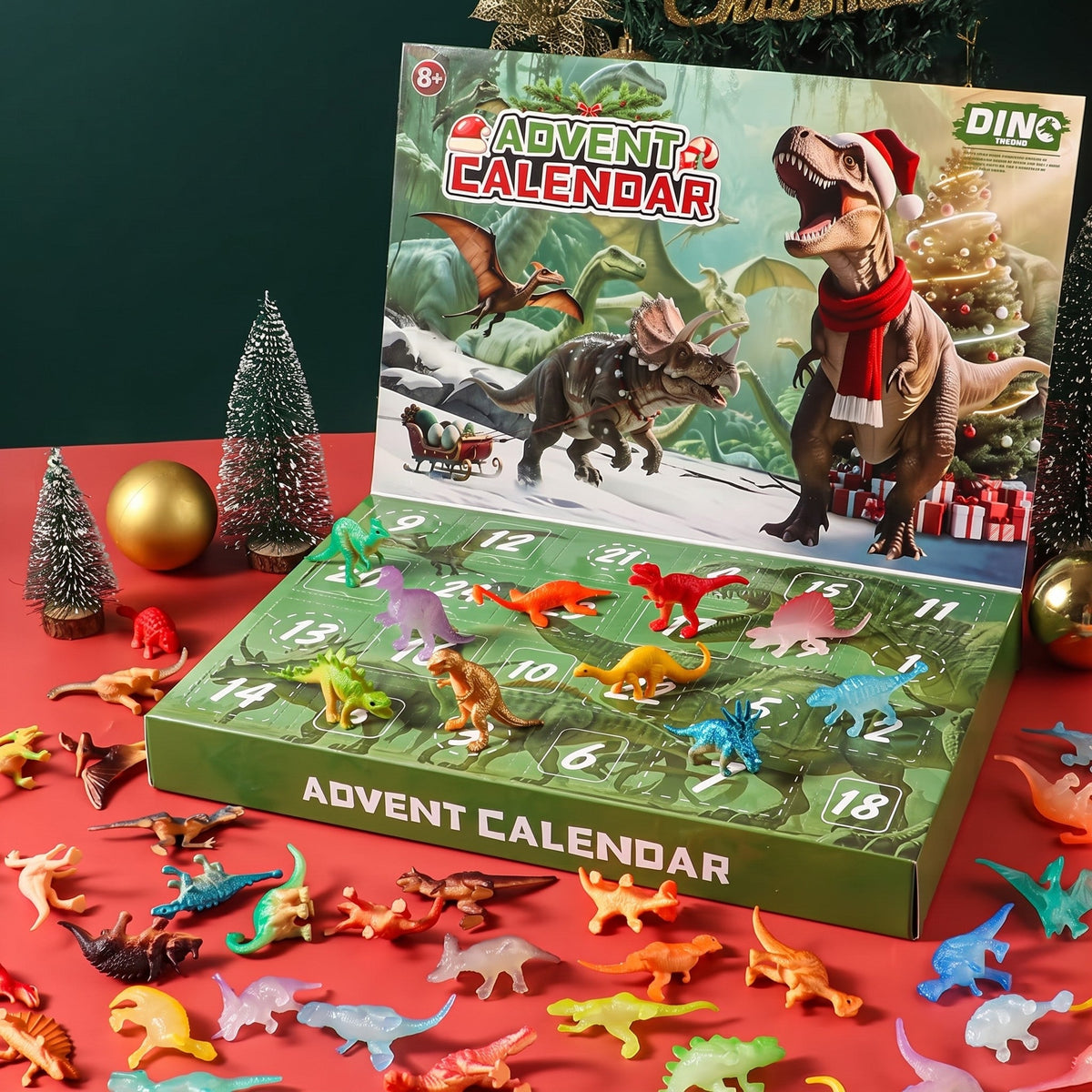 Dinosaur Advent Calendar - 24 Dinosaur Figures Christmas Countdown