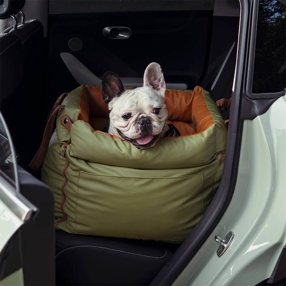 Dog Car Seat Bed Made of Faux Leather - Protection and Comfort