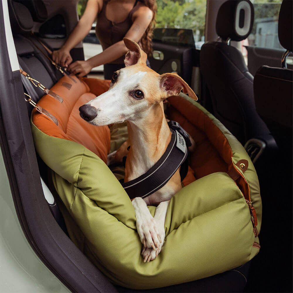 Dog Car Seat Bed Made of Faux Leather - Protection and Comfort