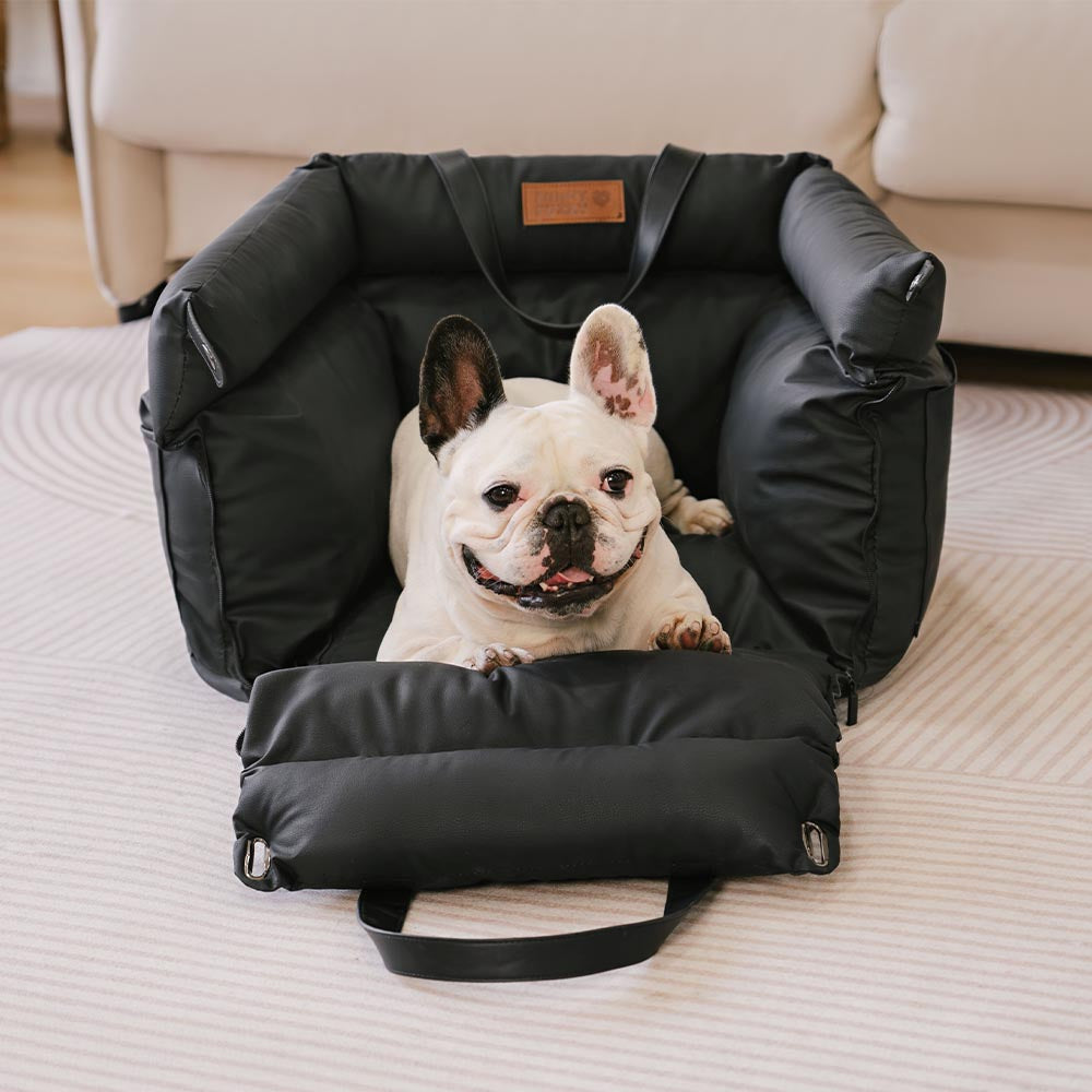 Dog Car Seat Bed Made of Faux Leather - Protection and Comfort