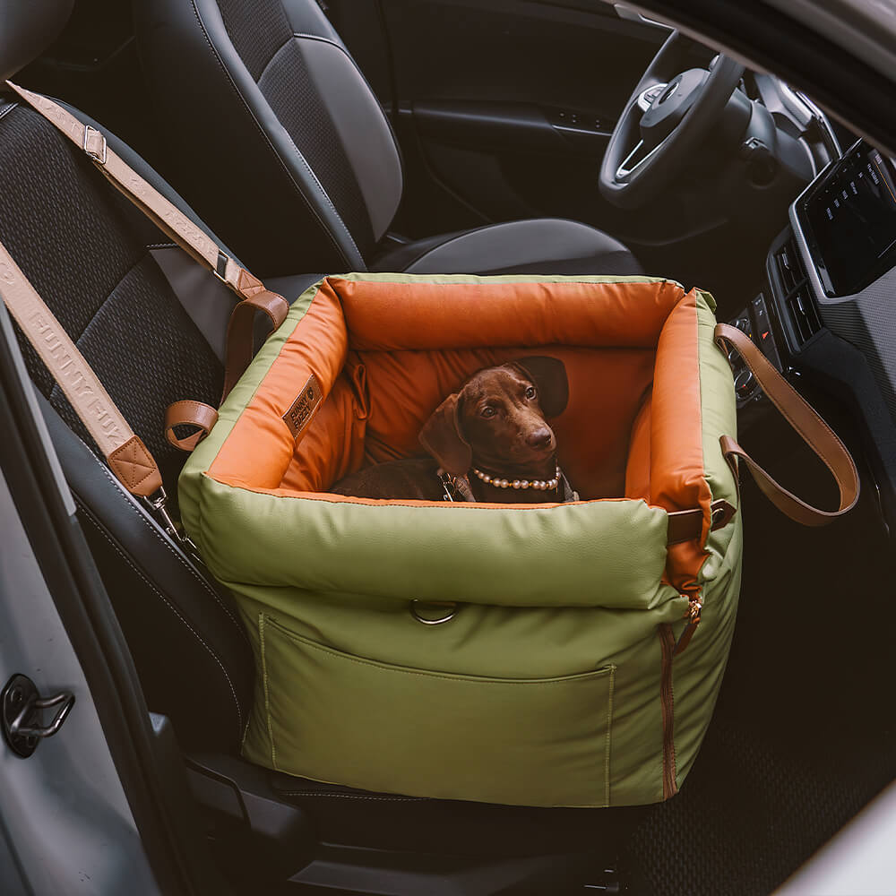 Dog Car Seat Bed Made of Faux Leather - Protection and Comfort