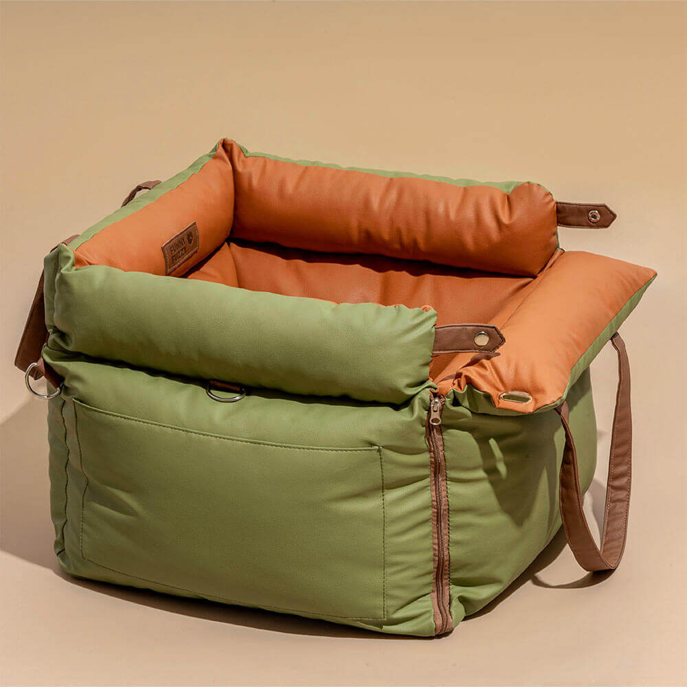 Dog Car Seat Bed Made of Faux Leather - Protection and Comfort