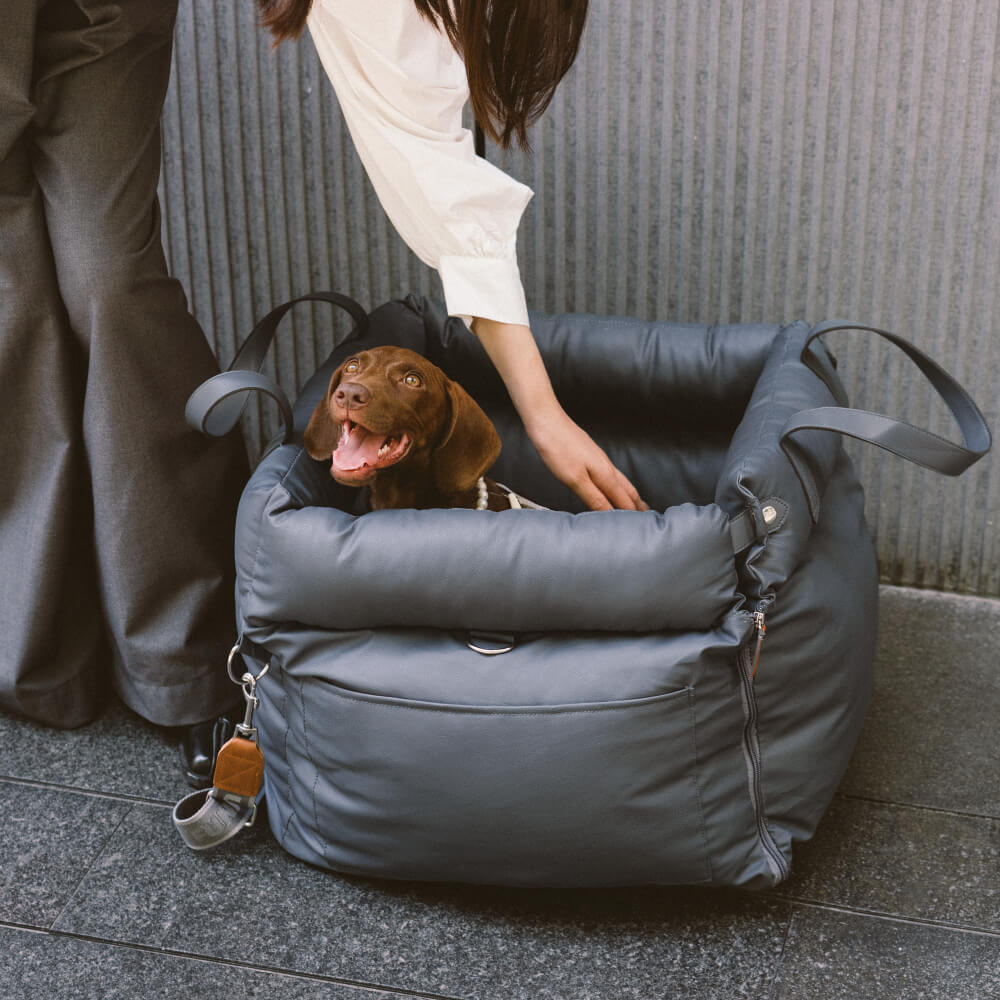Dog Car Seat Bed Made of Faux Leather - Protection and Comfort