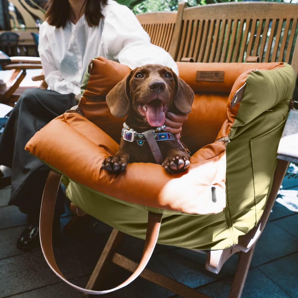 Dog Car Seat Bed Made of Faux Leather - Protection and Comfort