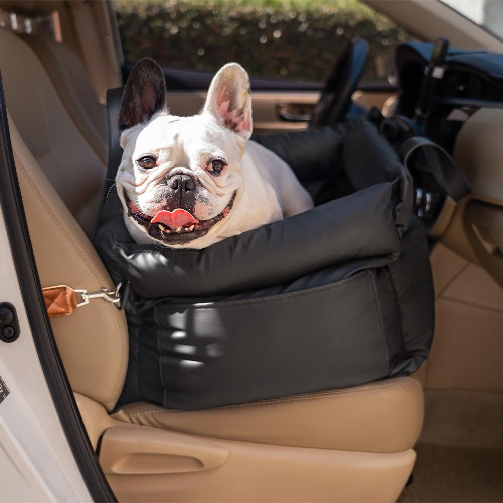 Dog Car Seat Bed Made of Faux Leather - Protection and Comfort
