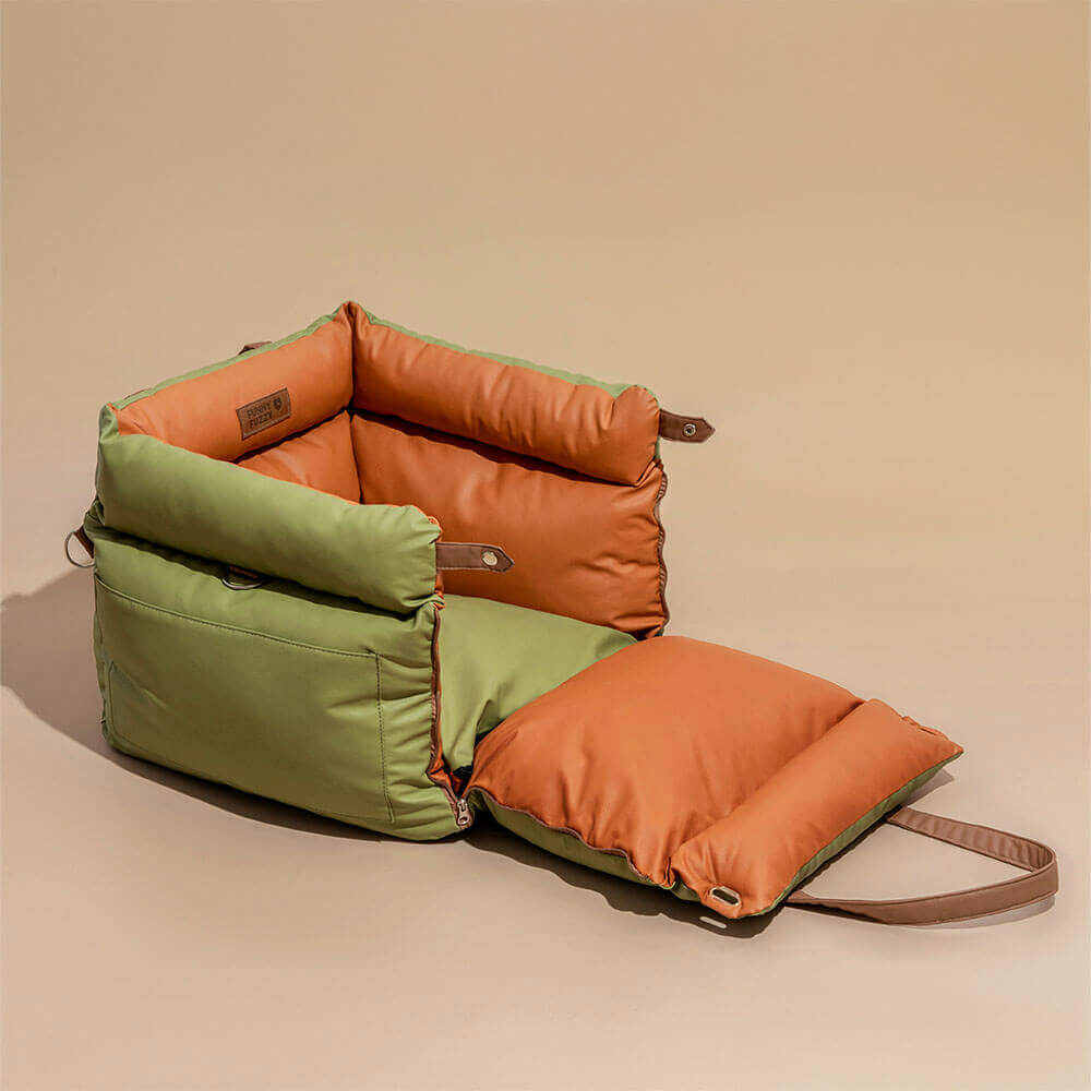 Dog Car Seat Bed Made of Faux Leather - Protection and Comfort