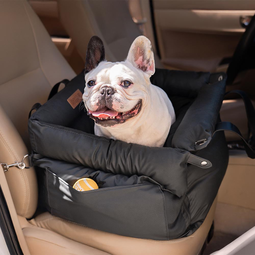 Dog Car Seat Bed Made of Faux Leather - Protection and Comfort