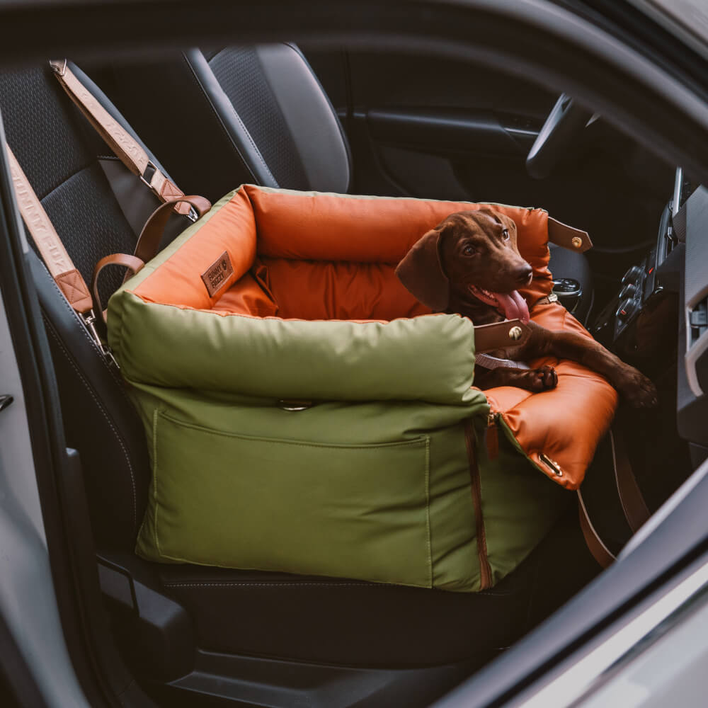 Dog Car Seat Bed Made of Faux Leather - Protection and Comfort