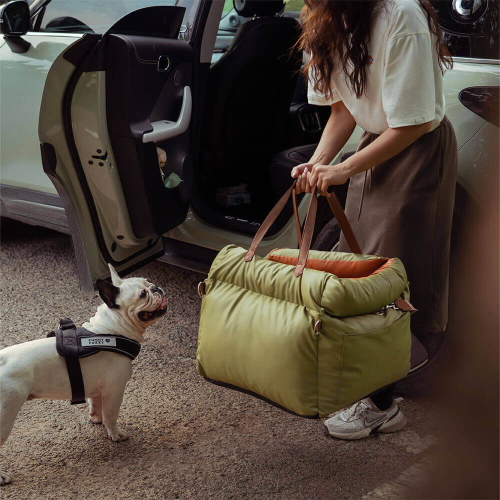 Dog Car Seat Bed Made of Faux Leather - Protection and Comfort