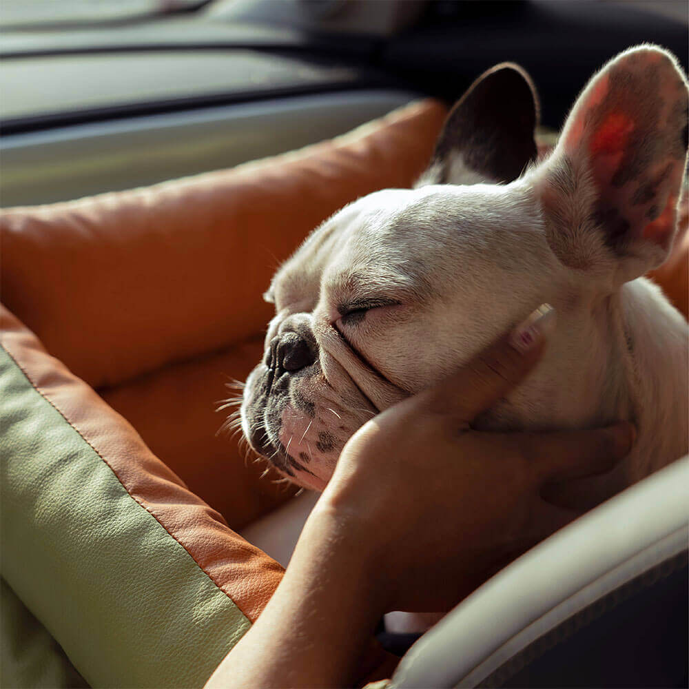 Dog Car Seat Bed Made of Faux Leather - Protection and Comfort