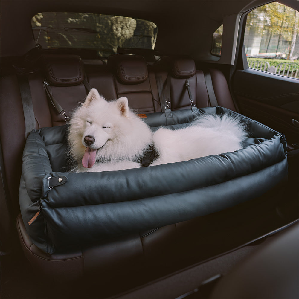 Dog Car Seat Bed Made of Faux Leather - Protection and Comfort