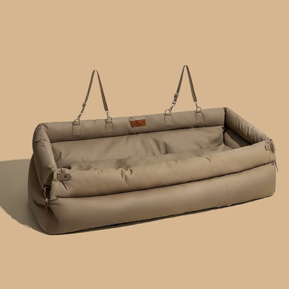 Dog Car Seat Bed Made of Faux Leather - Protection and Comfort