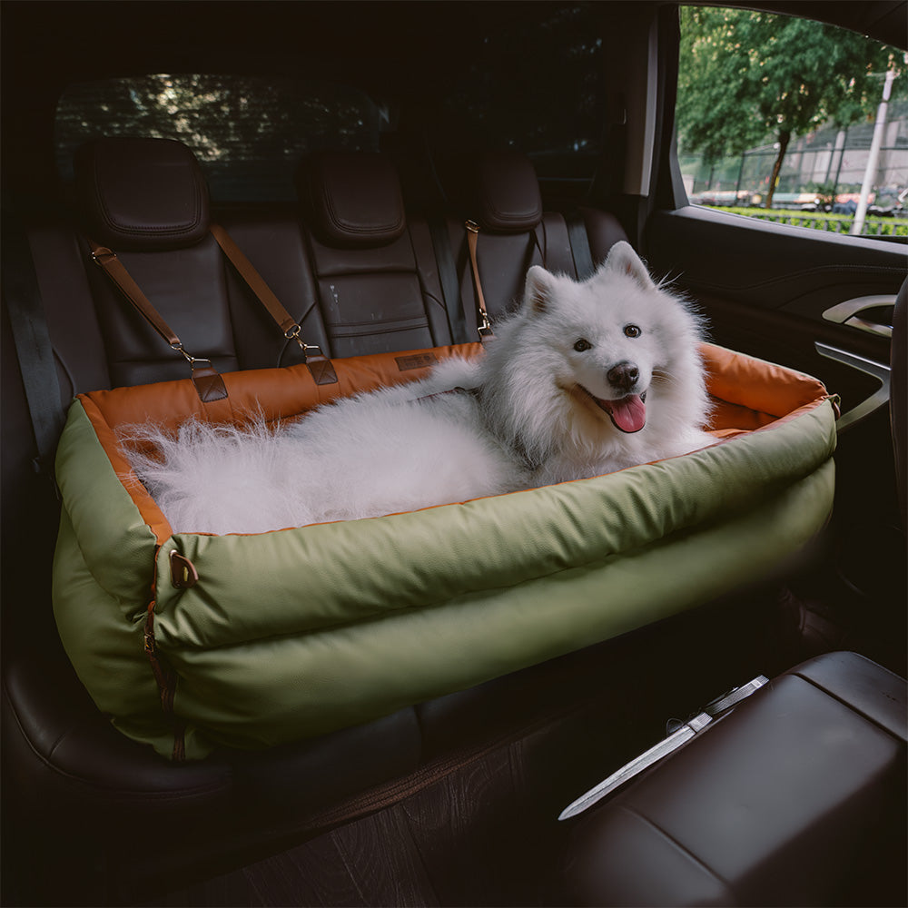 Dog Car Seat Bed Made of Faux Leather - Protection and Comfort