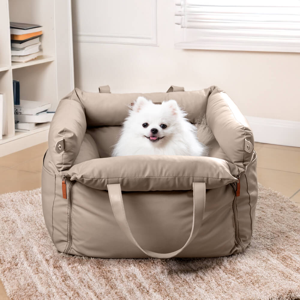 Dog Car Seat Bed Made of Faux Leather - Protection and Comfort