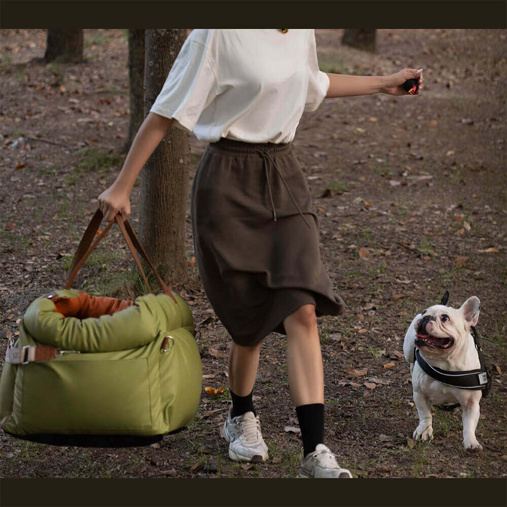 Dog Car Seat Bed Made of Faux Leather - Protection and Comfort