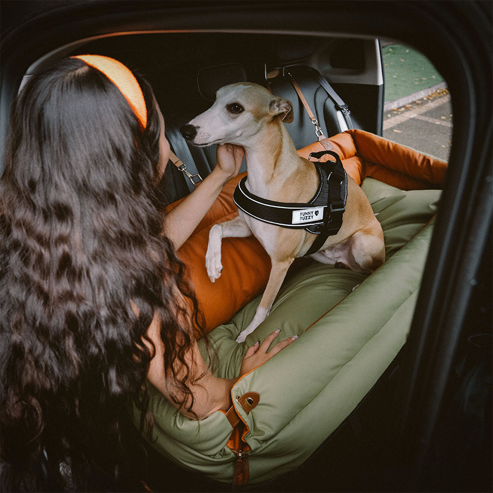 Dog Car Seat Bed Made of Faux Leather - Protection and Comfort